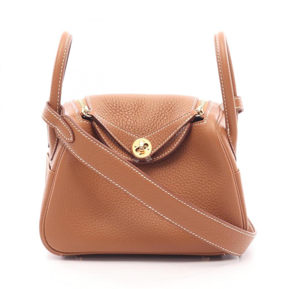 Hermes Lindy Mini Shoulder Bag/Handbag, Leather, Taurillon Clemence, Brown Tone